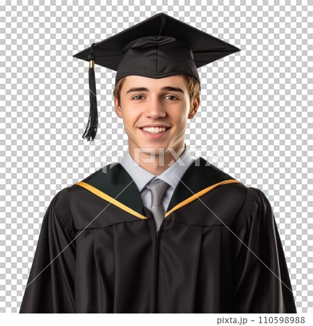 handsome young student in graduation cap isolated handsome young student in graduation cap isolated 110598988