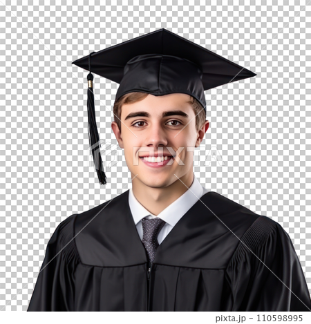 handsome young student in graduation cap isolated handsome young student in graduation cap isolated 110598995