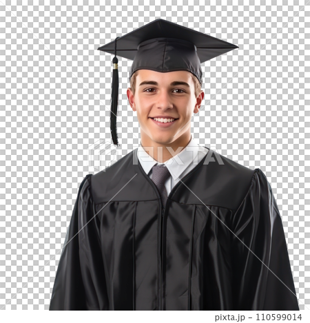 handsome young student in graduation cap isolated handsome young student in graduation cap isolated 110599014