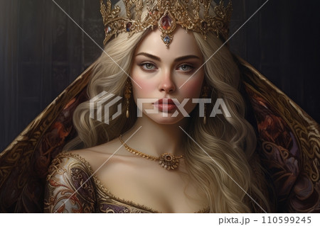 A beautiful girl wearing the crown of a winning beauty queen 110599245