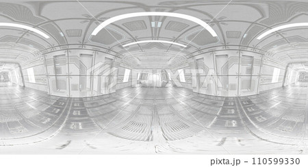 a futuristic hallway tunnel 360 panorama vr environment map 3D render illustration a futuristic hallway tunnel 360 panorama vr environment map 3D render illustration 110599330