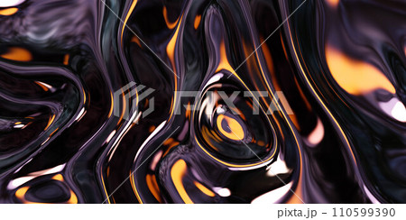 A Close-Up of Black and Yellow Liquid 3d render illustration 110599390