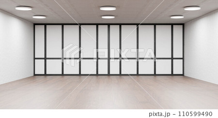 Empty Room with White Walls and Black Bars 3d render illustration Empty Room with White Walls and Black Bars 3d render illustration 110599490