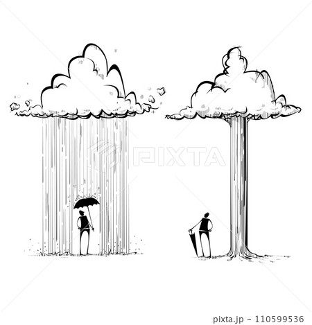 Two men under a cloud and a tree Two men under a cloud and a tree 110599536