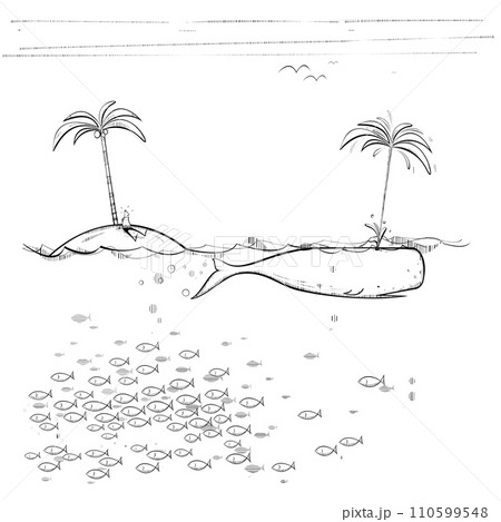 Sperm whale and desert island 110599548
