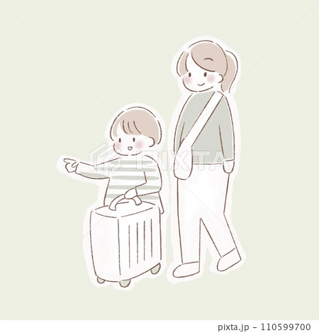 旅行に出かける親子 110599700