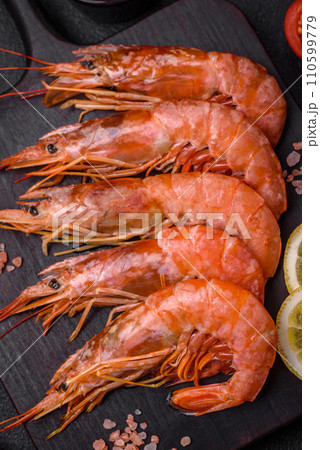 Tiger shrimp or langoustine boiled with spices and salt Tiger shrimp or langoustine boiled with spices and salt 110599779