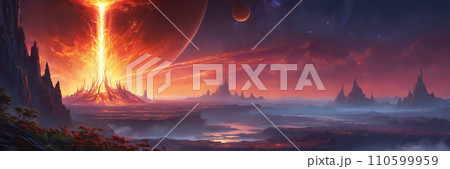 Volcano on distant alien planet Volcano on distant alien planet 110599959