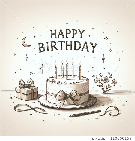 誕生日ケーキ　イラスト画像　Happy Birthday Cake 110600155