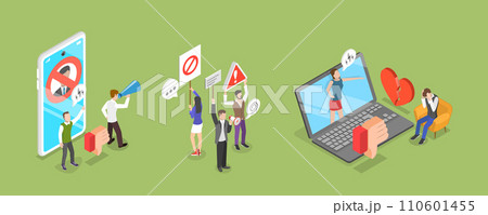 3D Isometric Flat Vector Illustration of Social Media Behavior 3D Isometric Flat Vector Illustration of Social Media Behavior 110601455