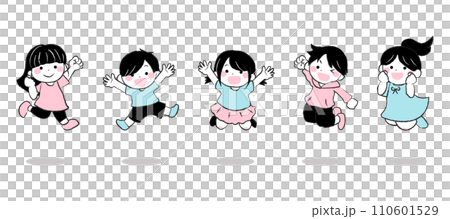 Illustration of cheerful children jumping 3-3 Illustration of cheerful children jumping 3-3 110601529