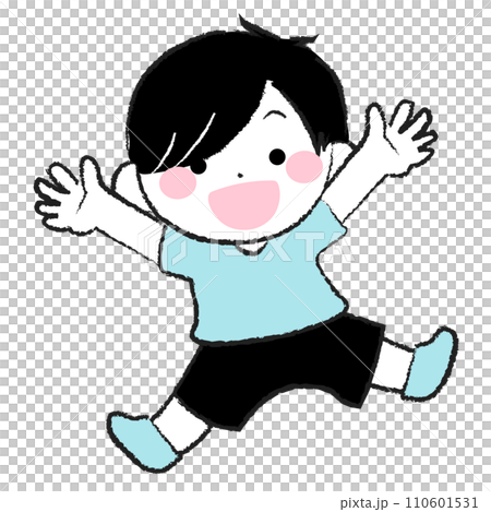 Illustration of a cheerful boy jumping 1-3 Illustration of a cheerful boy jumping 1-3 110601531