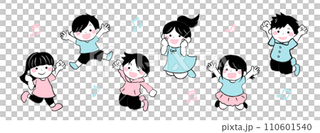 Illustration of cheerful children jumping 1-3 Illustration of cheerful children jumping 1-3 110601540
