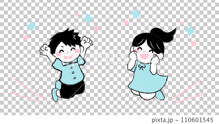 Illustration 1-3 of cheerful children jumping and rejoicing 110601545