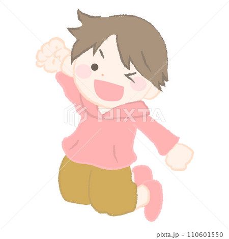 ジャンプする元気な男の子のイラスト2-2 ジャンプする元気な男の子のイラスト2-2 110601550