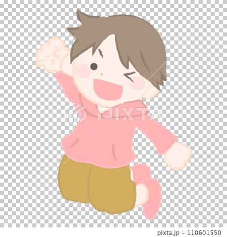 Illustration of a cheerful boy jumping 2-2 110601550
