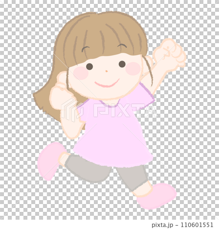 Illustration of a cheerful girl jumping 1-2 Illustration of a cheerful girl jumping 1-2 110601551