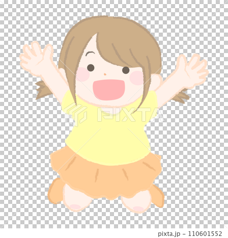 Illustration of a cheerful girl jumping 2-2 Illustration of a cheerful girl jumping 2-2 110601552