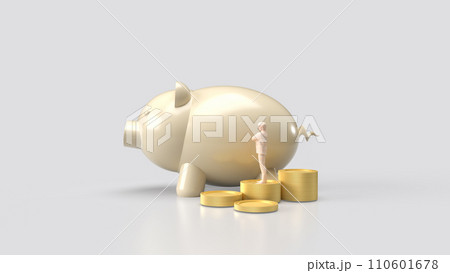 The piggy bank and coins for saving or business concept 3d rendering. The piggy bank and coins for saving or business concept 3d rendering. 110601678