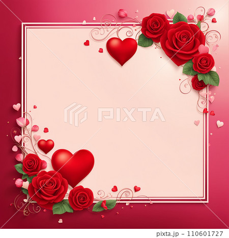 Abstract Valentine day banner, frame, border background, valentine texture. Love concept. pink, red background 110601727