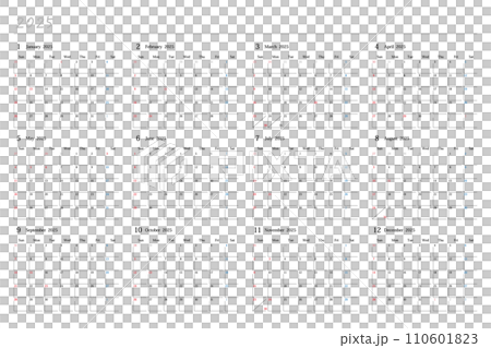 2025年日本の年間カレンダー 2025年日本の年間カレンダー 110601823