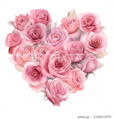 Heart made of pink roses. AI generated image Heart made of pink roses. AI generated image 110601970