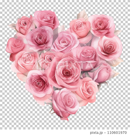 Heart made of pink roses. AI generated image Heart made of pink roses. AI generated image 110601970