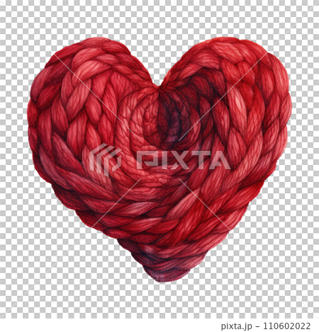 Red heart shaped wool yarn. AI generated image Red heart shaped wool yarn. AI generated image 110602022
