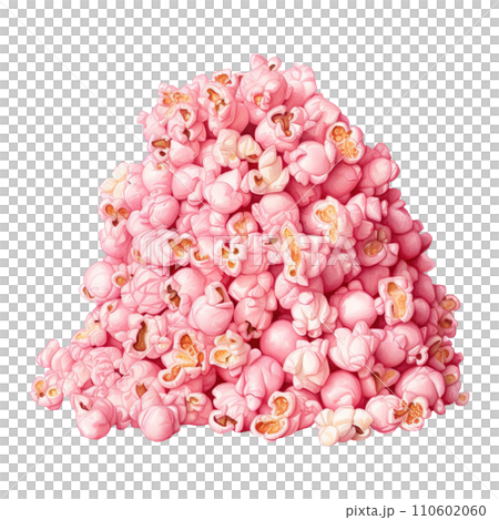 Pile of popcorn with pink popcorn. AI generated image 110602060
