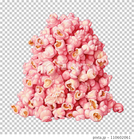 Pile of popcorn with pink popcorn. AI generated image 110602061