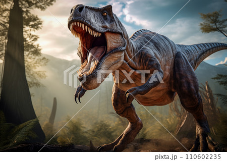 イラスト原画　獲物を狙うティラノサウルス 「暴君」 イラスト原画 獲物を狙うティラノサウルス 「暴君」 イラスト