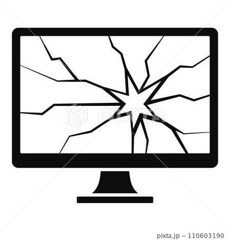 Broken computer monitor icon. Simple illustration of broken computer monitor vector icon for web design isolated on white background Broken computer monitor icon. Simple illustration of broken computer monitor vector icon for web design isolated on white background 110603190