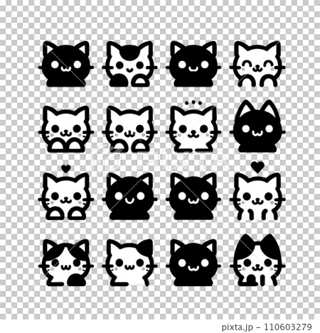 可愛的貓臉圖示集 110603279
