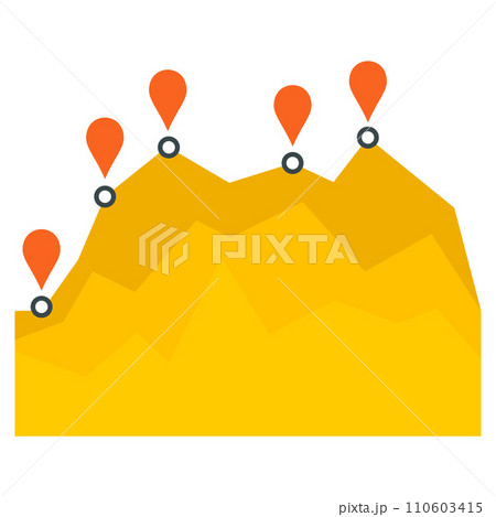 Yellow graph chart icon. Flat illustration of yellow graph chart vector icon for web design 110603415
