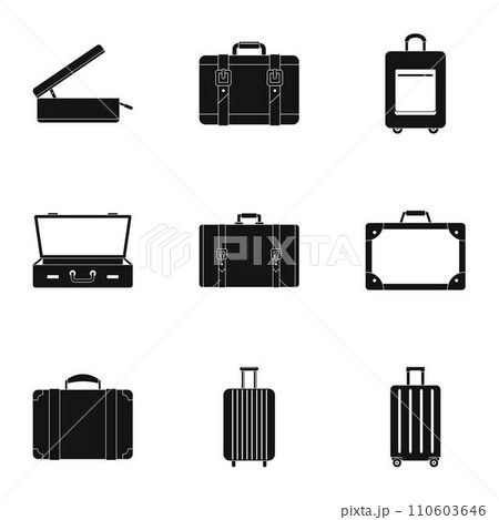 Trip luggage icon set. Simple set of 9 trip luggage vector icons for web design on white background 110603646