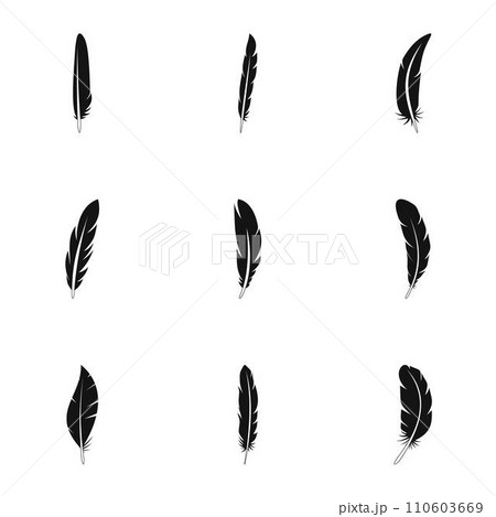 Fashion feather icon set. Simple set of 9 fashion feather vector icons for web design on white background 110603669