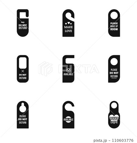 Motel door tag icon set. Simple set of 9 motel door tag vector icons for web design on white background 110603776