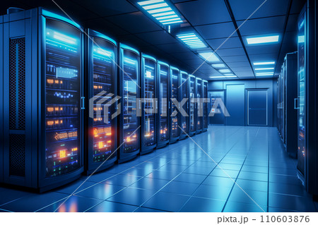 Modern Data Center with Servers 110603876