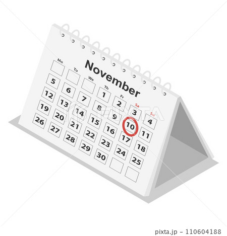 Office carton calendar icon set. Isometric set of office carton calendar vector icons for web design isolated on white background 110604188