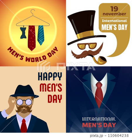 Mens day banner set. Cartoon illustration of mens day vector banner set for web design 110604238