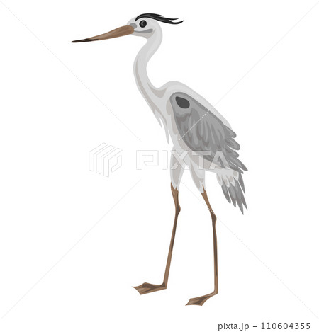 Grey heron icon. Cartoon of grey heron vector icon for web design isolated on white background Grey heron icon. Cartoon of grey heron vector icon for web design isolated on white background 110604355