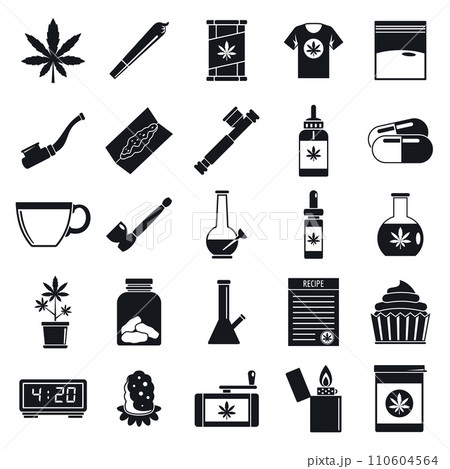 Medical cannabis icon set. Simple set of medical cannabis vector icons for web design isolated on white background 110604564