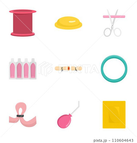 Type of contraception icon set. Flat set of 9 type of contraception vector icons for web design 110604643