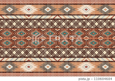 Navajo tribal vector seamless pattern. Native American ornament. Ethnic South Western decor style. Boho geometric ornament. Vector seamless pattern. Mexican blanket, rug. Woven carpet illustration. 110604684