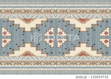 Navajo tribal vector seamless pattern. Native American ornament. Ethnic South Western decor style. Boho geometric ornament. Vector seamless pattern. Mexican blanket, rug. Woven carpet illustration. Navajo tribal vector seamless pattern. Native American ornament. Ethnic South Western decor style. Boho geometric ornament. Vector seamless pattern. Mexican blanket, rug. Woven carpet illustration. 110604718