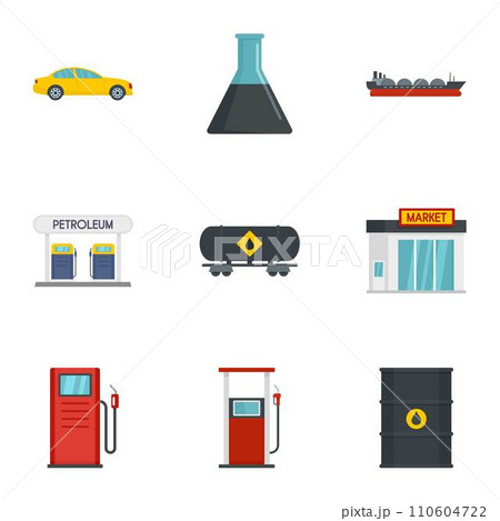 Business petrol icon set. Flat set of 9 business petrol vector icons for web design Business petrol icon set. Flat set of 9 business petrol vector icons for web design 110604722