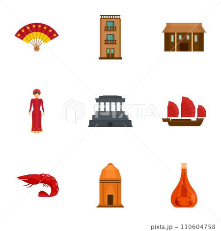 Vietnam tradition icon set. Flat set of 9 vietnam tradition vector icons for web design Vietnam tradition icon set. Flat set of 9 vietnam tradition vector icons for web design 110604758