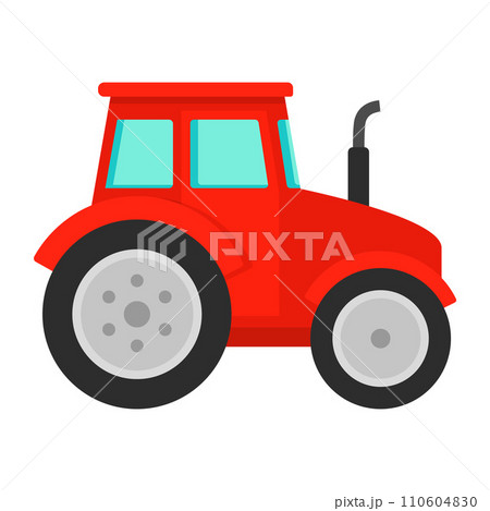 Red tractor icon. Flat illustration of red tractor vector icon for web design 110604830