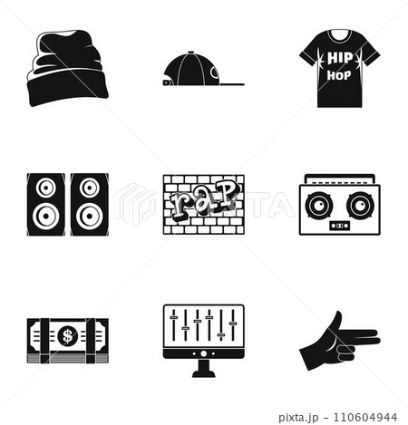 Rap icon set. Simple set of 9 rap vector icons for web design on white background 110604944