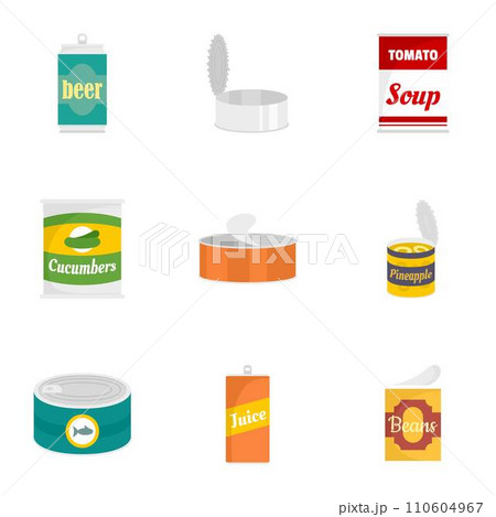 Can nutrition icon set. Flat set of 9 can nutrition vector icons for web design 110604967